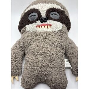 Spinmaster Sickening Sloth Fuggler 12" Plush Brown Claws Teeth Yellow Eyes READ
